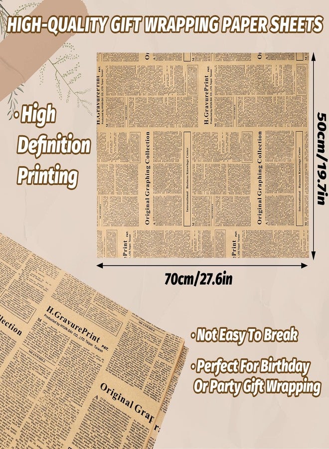 Whaline Vintage Newspaper Wrapping Paper - Not Roll - Old Newsprint Gift Wrap Paper Folded Flat Retro Kraft Magazine DIY Craft Art Paper for Wedding Birthday Party Decor Supplies, 10 Sheets - Image 2